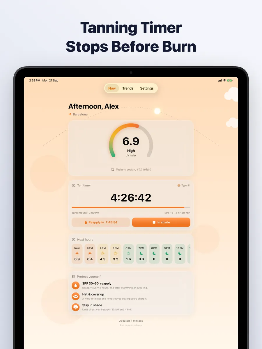 UV Safe Tan on iPad: Tanning timer that stops before you burn