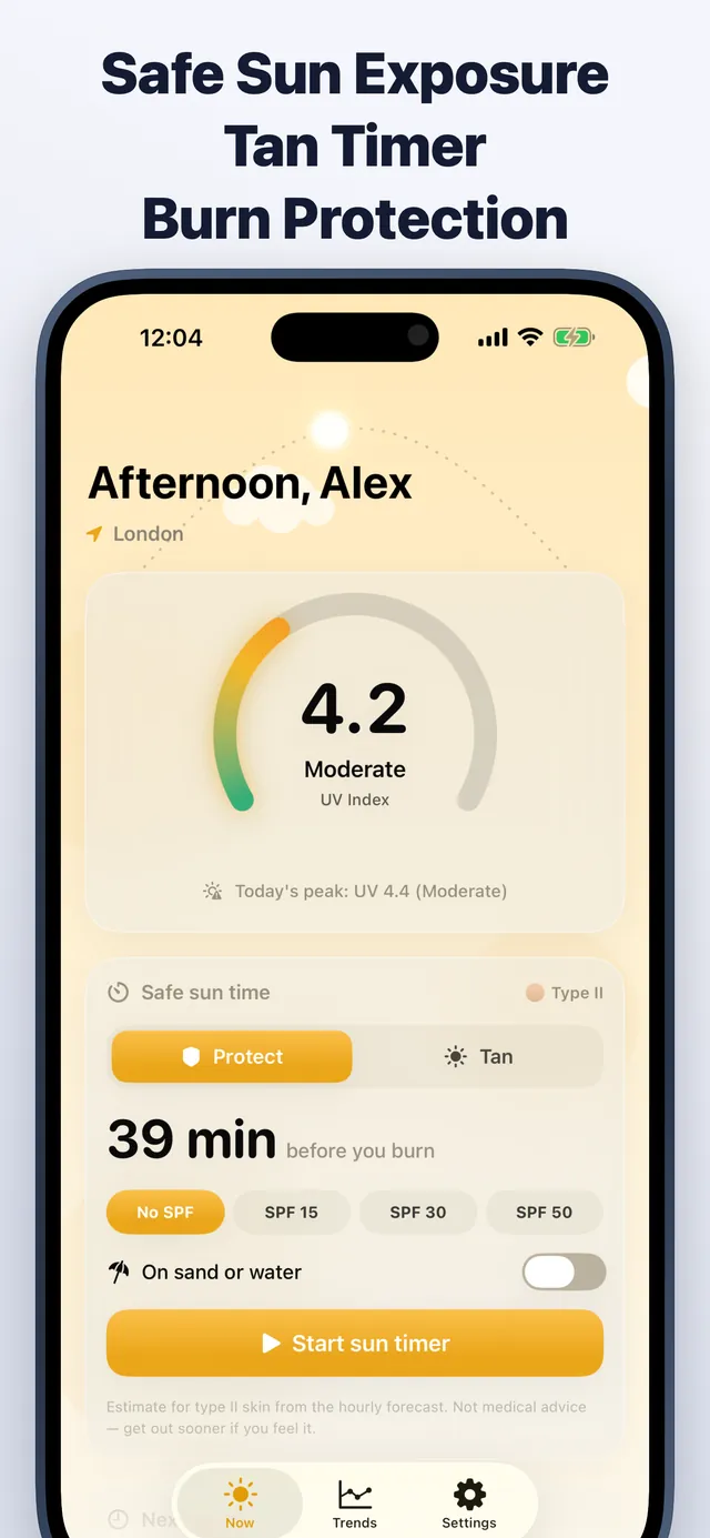 UV Safe Tan on iPhone: Safe sun exposure, tan timer and burn protection